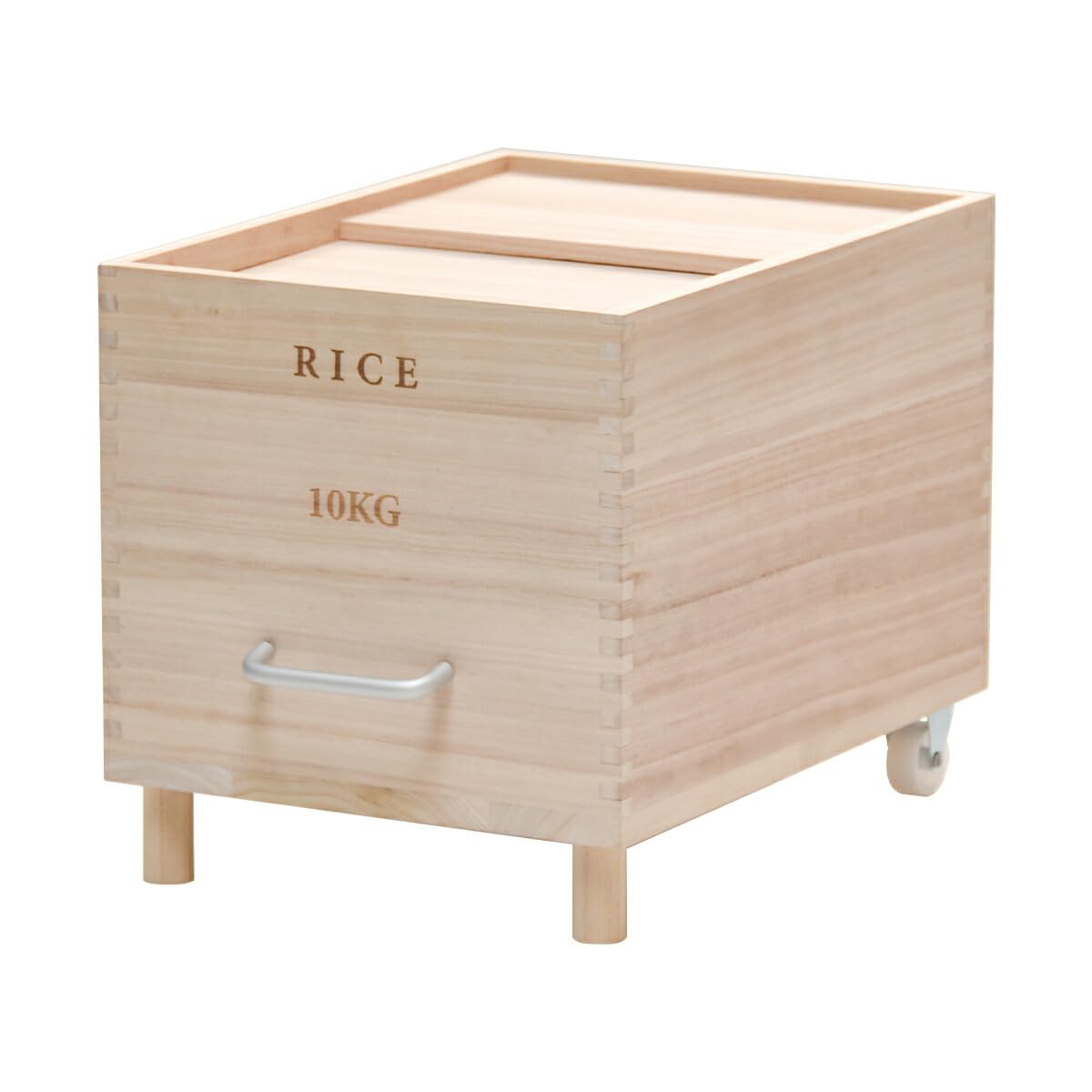 Amazon｜キャスター付き米びつ 10kg 米びつ 10kg 木製 桐 キャスター