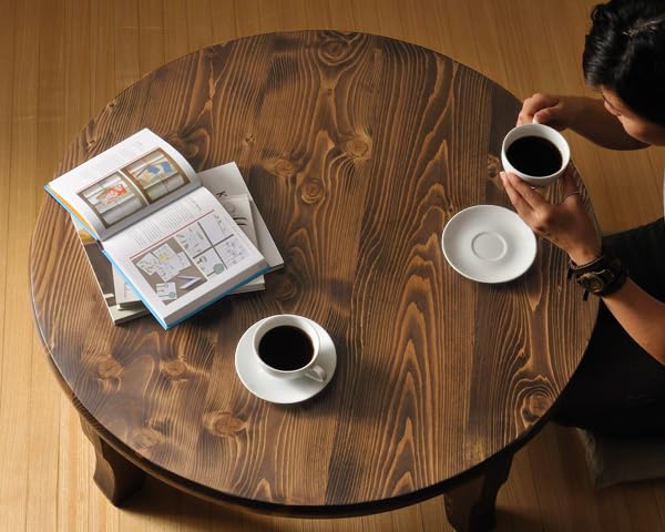 Amazon｜家具の里 ちゃぶ台 90cm丸 ダークブラウン ねこ脚 日本製 4人