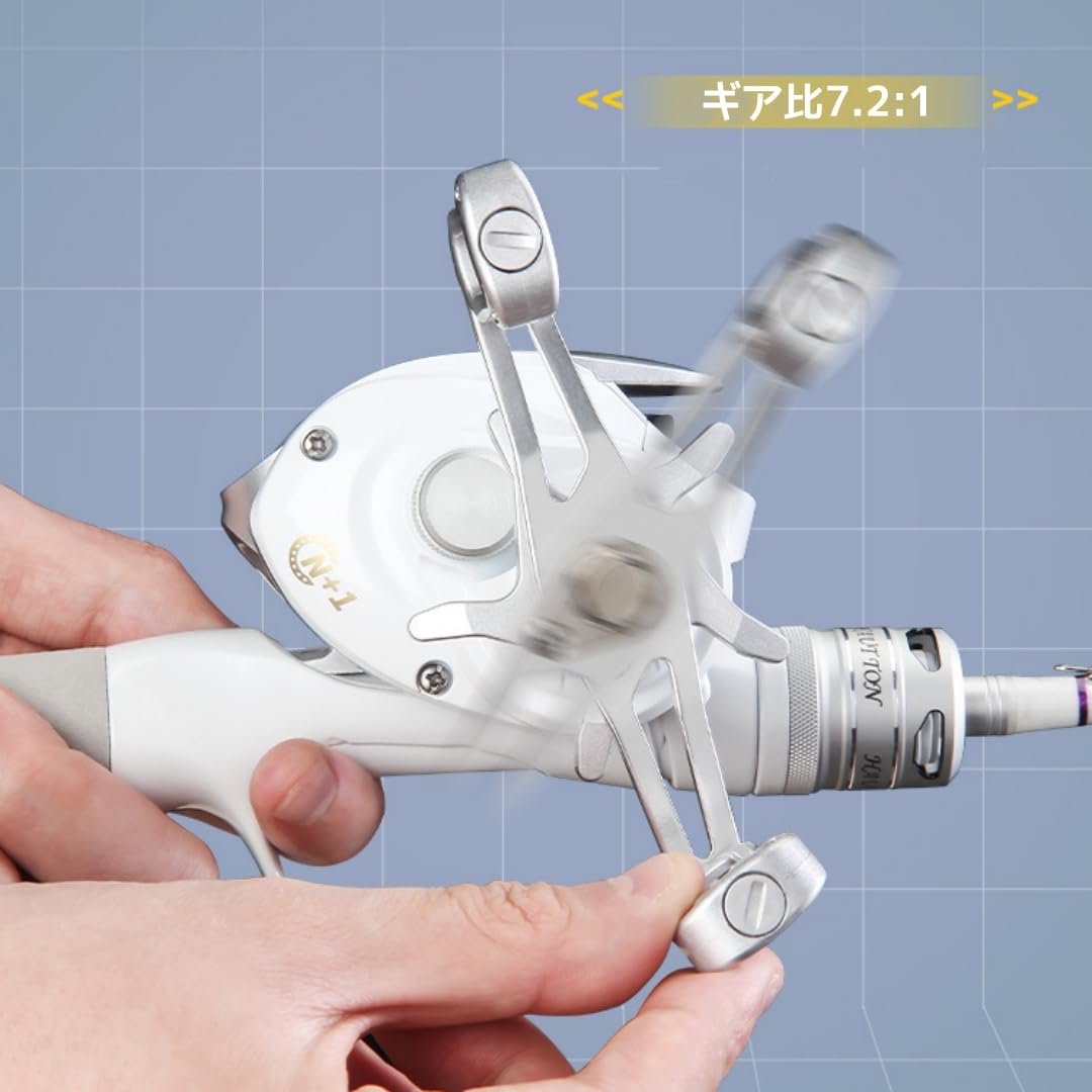 Amazon | ritutou ベイトリール ホワイト 左・右ハンドル ギア比7.2:1