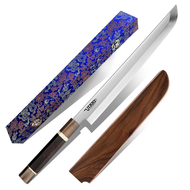 Amazon | Utaki 鞘付先丸蛸引（関東型刺身）包丁 10Cr15MoVステンレス