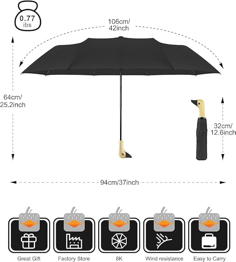 Amazon.com: Asiasioc Duck Umbrella, Wooden Handle Windproof Cute