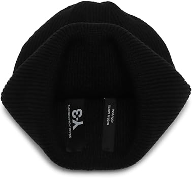 Amazon | [ワイスリー]ニット帽 ビーニー リブ ロゴ ブラック メンズ