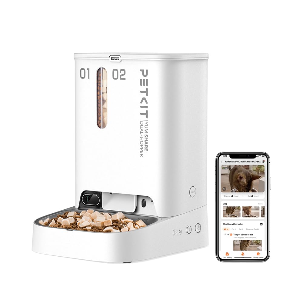 Amazon | PETKIT 自動給餌器 猫 中小型犬用 タンク二層化 カメラ付き