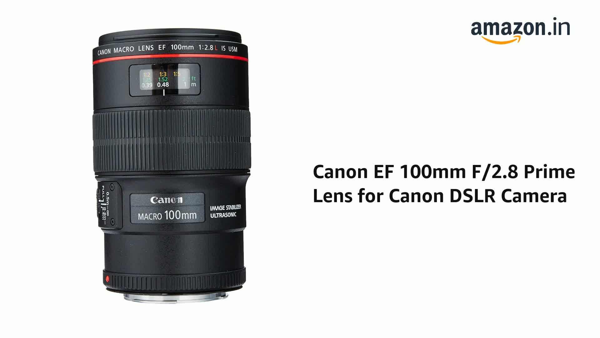 Canon EF 100mm F/2.8 Prime Lens for Canon DSLR Camera (Black