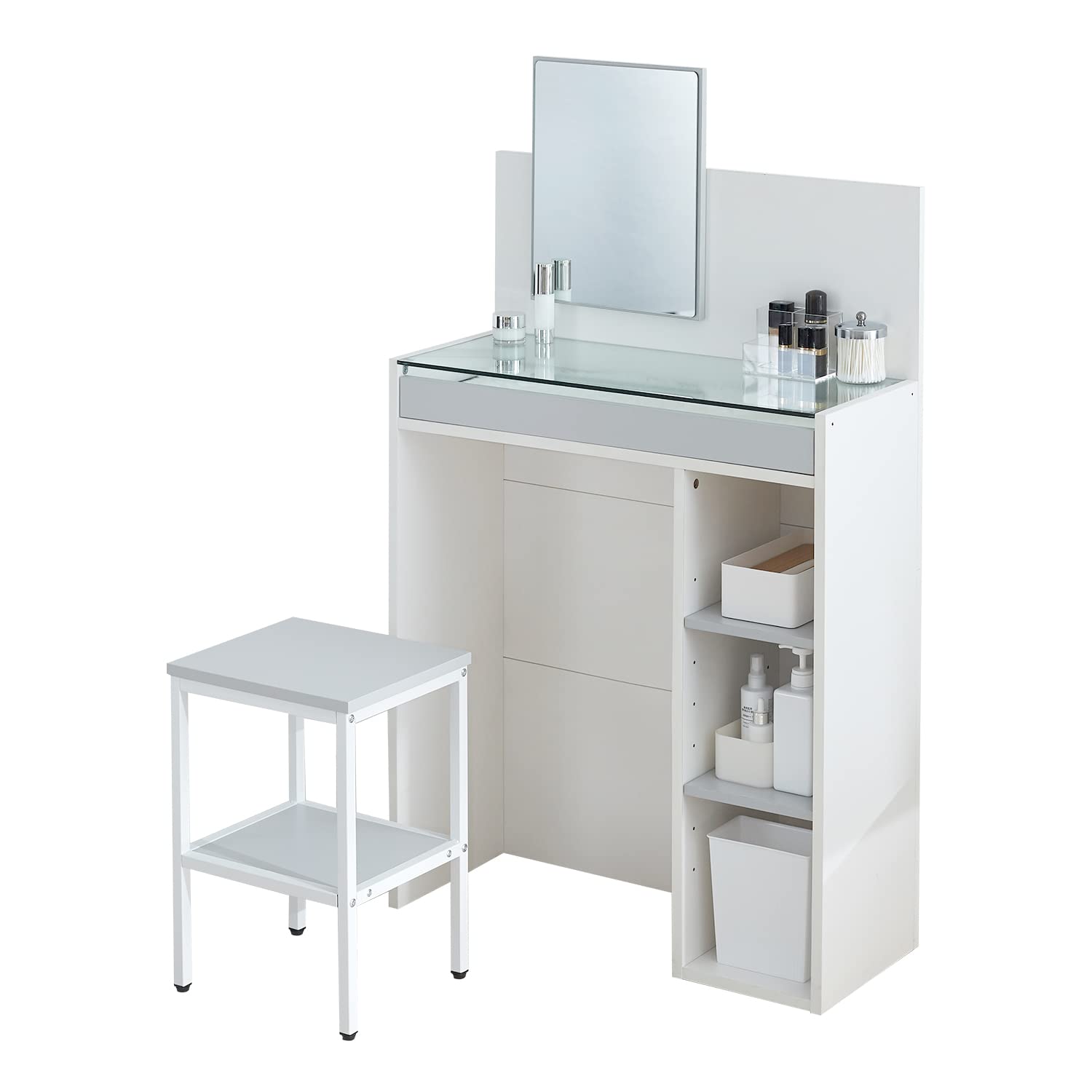 Amazon｜LOWYA ロウヤ ドレッサー 鏡台 メイク台 チェア付き