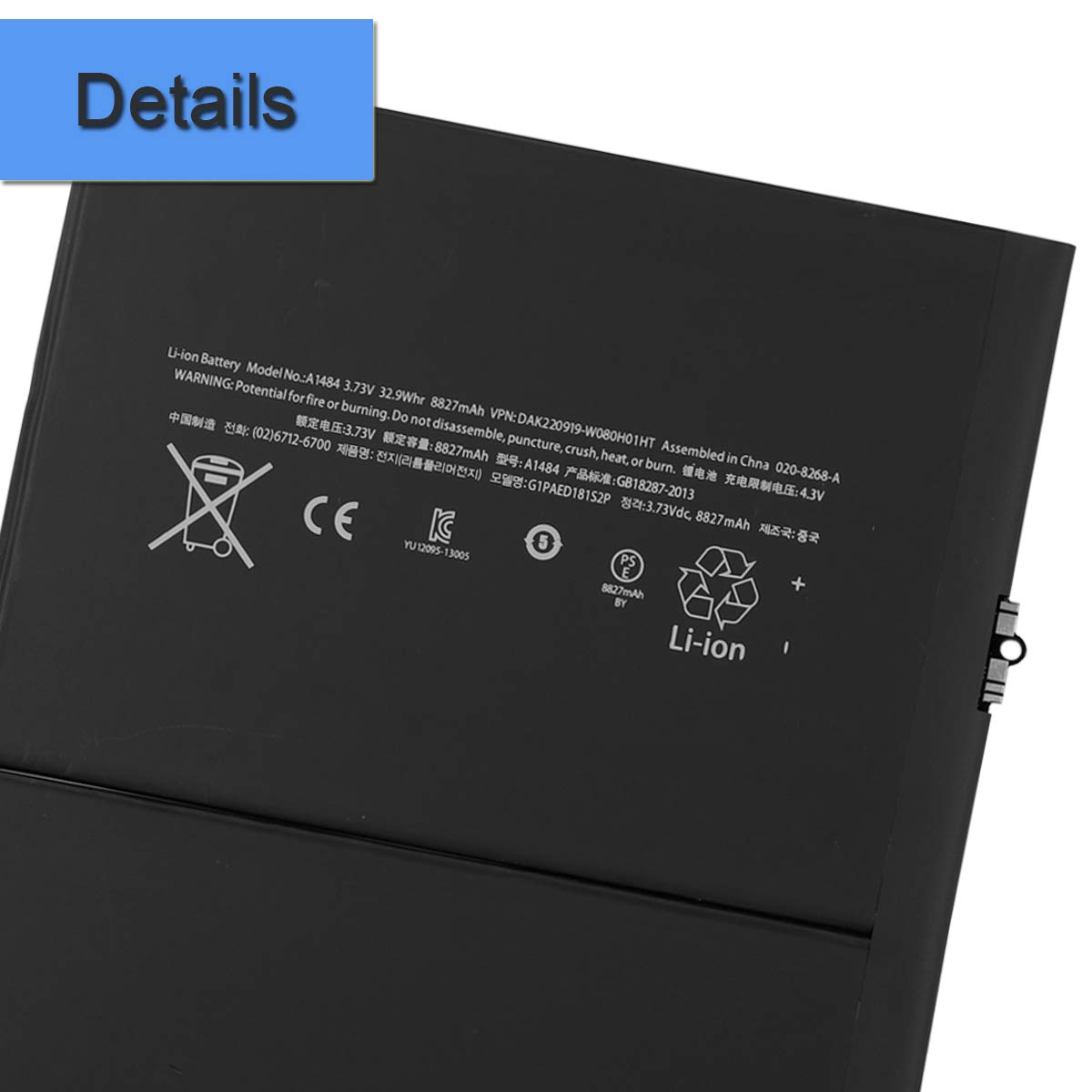 Amazon.com: E-YIIVIIL Li-Polymer Replacement Battery A1484 6712