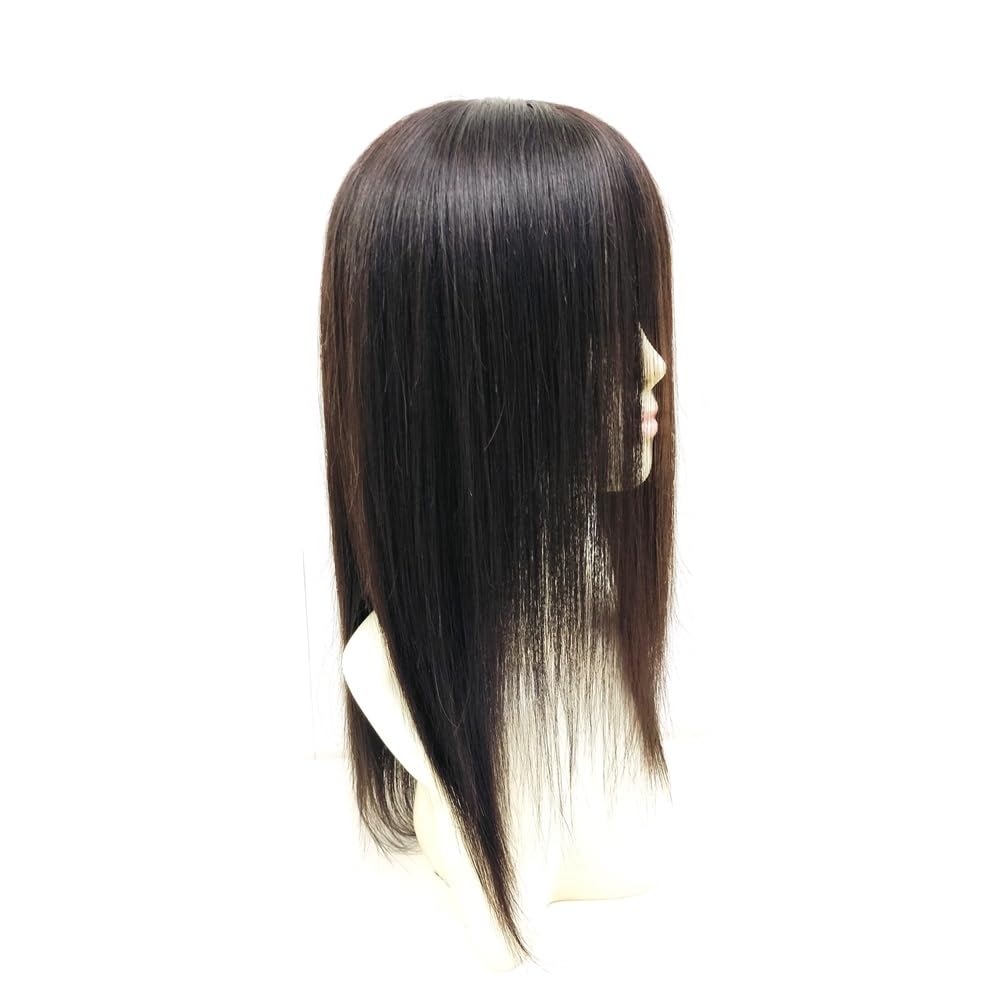 Amazon.co.jp: 総手植え全頭かつら 人毛100%EM-50001ダークブラウン L