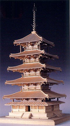 Amazon | ウッディジョー/木製建築模型 1/75法隆寺・五重塔+塗料セット
