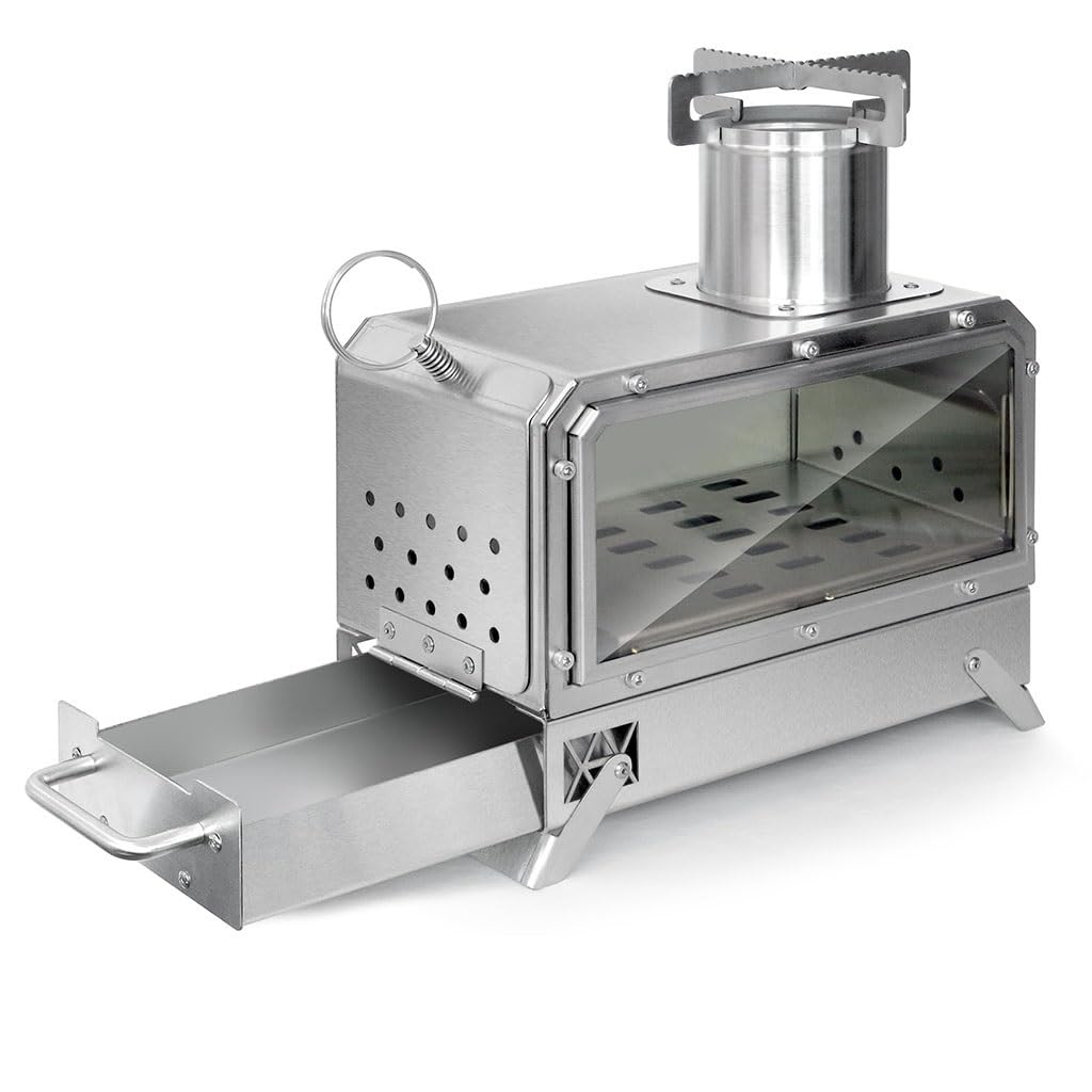 Amazon.co.jp: 薪ストーブ 1台2役 キャンプ 耐熱ガラス窓付き ミニ薪