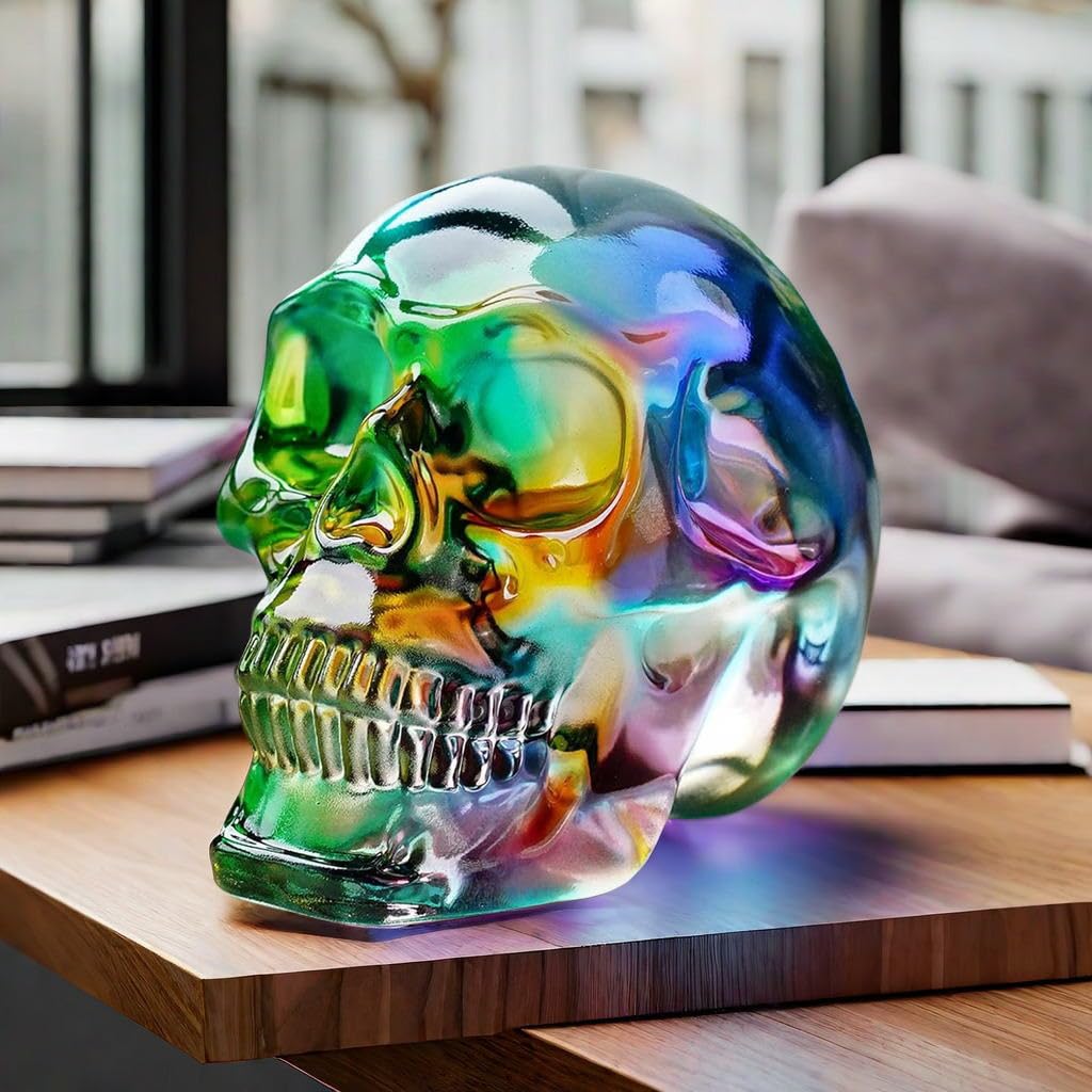 Amazon.co.jp: ガラス置物 幸運 オブジェ K9 ドクロ 髑髏 スカル 多