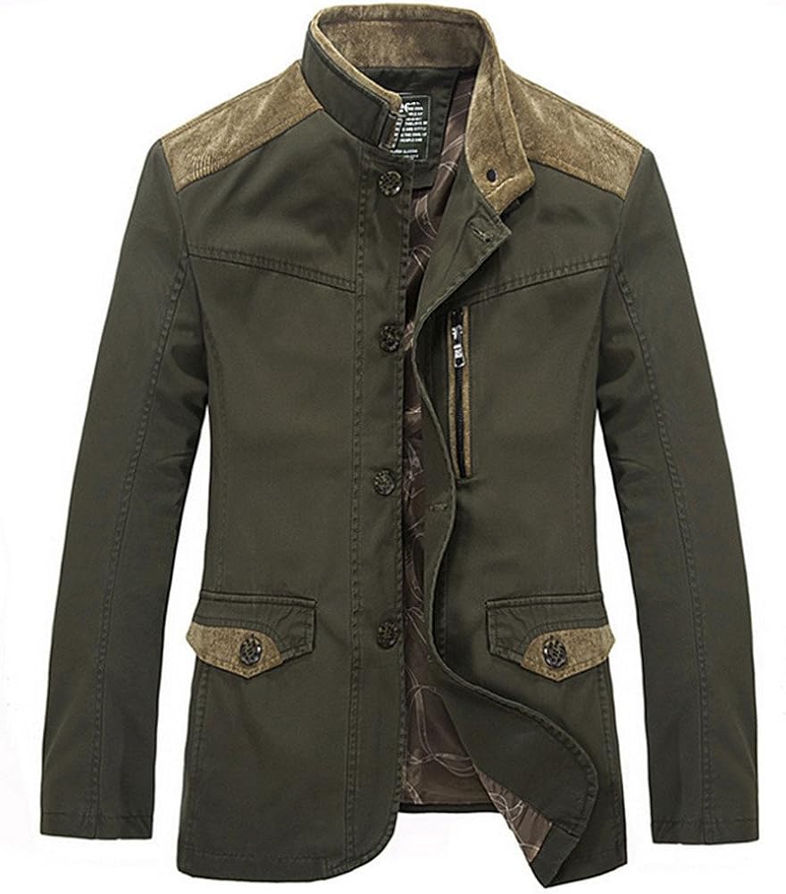 YangguTown YGT Men's Stand Collar Cotton Lightweight Outwear Coat