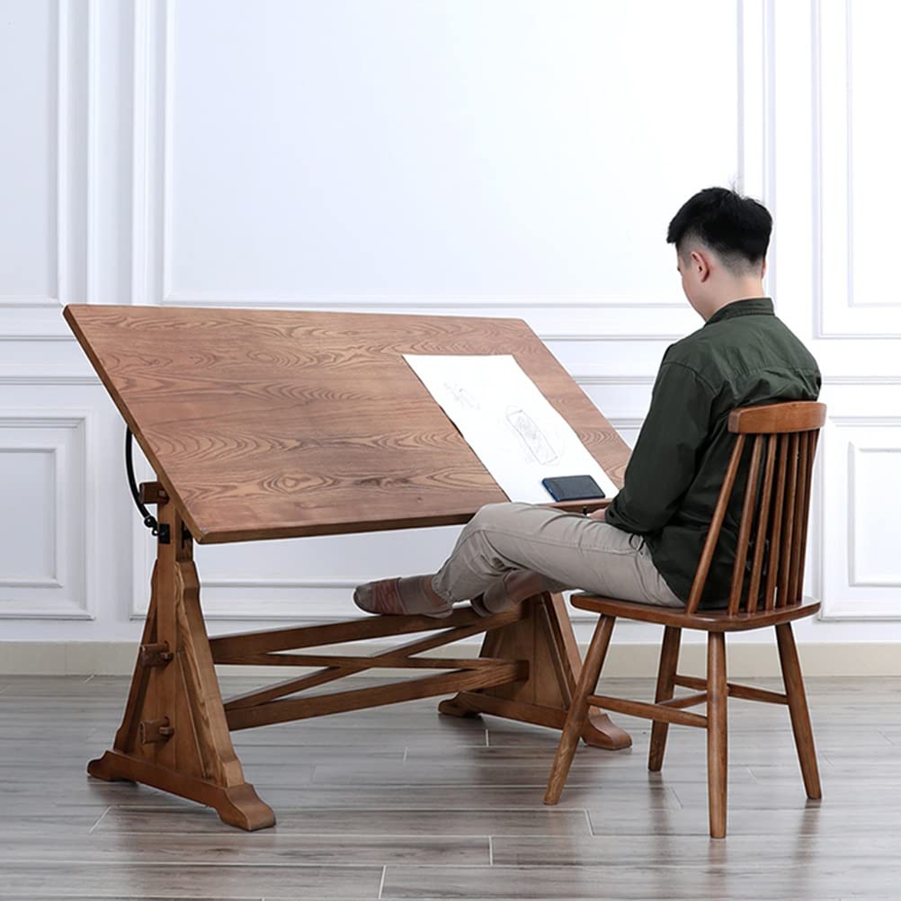 Amazon.co.jp: 製図机木製製図台 ヴィンテージホワイトワックスウッド