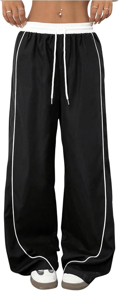Amazon.com: OYOANGLE Women's Baggy Track Pants Side Striped