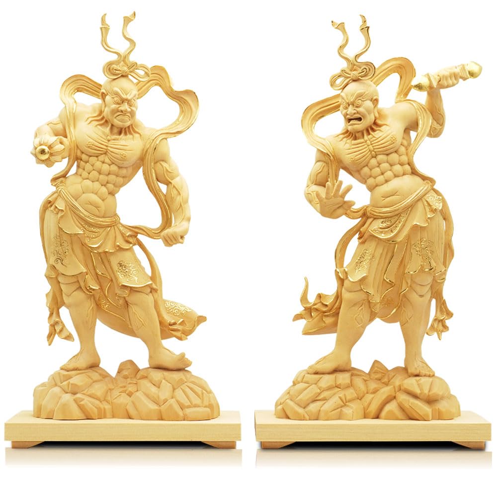Amazon｜金剛力士像 仏像 金彩 置物 魔除け 厄除け 木彫り 檜 開運