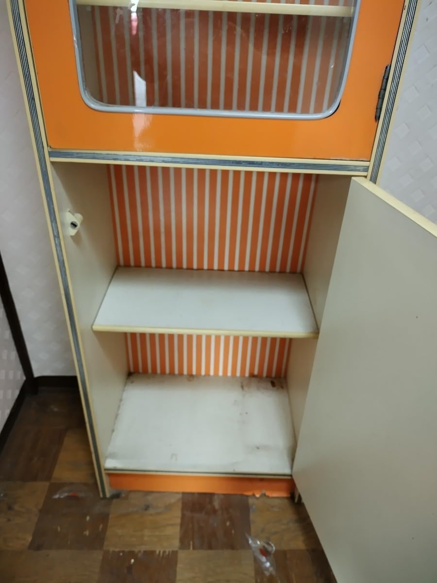 Amazon.co.jp: レトロポップオレンジ食器棚キャビネット本棚飾り棚昭和