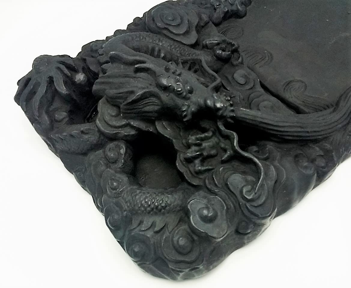 Amazon.co.jp: 硯 中国端渓硯 墨林珍賞 庚辰年甲午書鑑蔵 龍 22cm×37cm