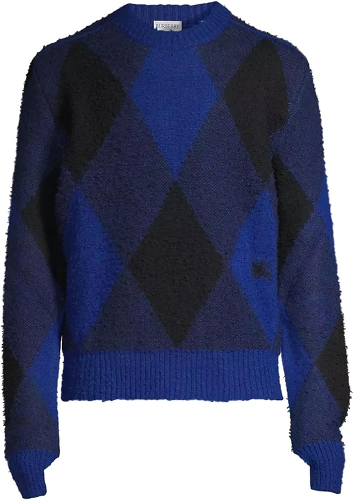 BURBERRY Men's Blue Argyle Check EKD Wool Knit Pullover Sweater