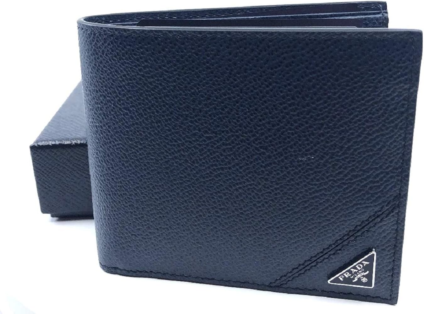 Amazon.com: Prada Men's Vitello Micro-Grain Navy Leather Bifold