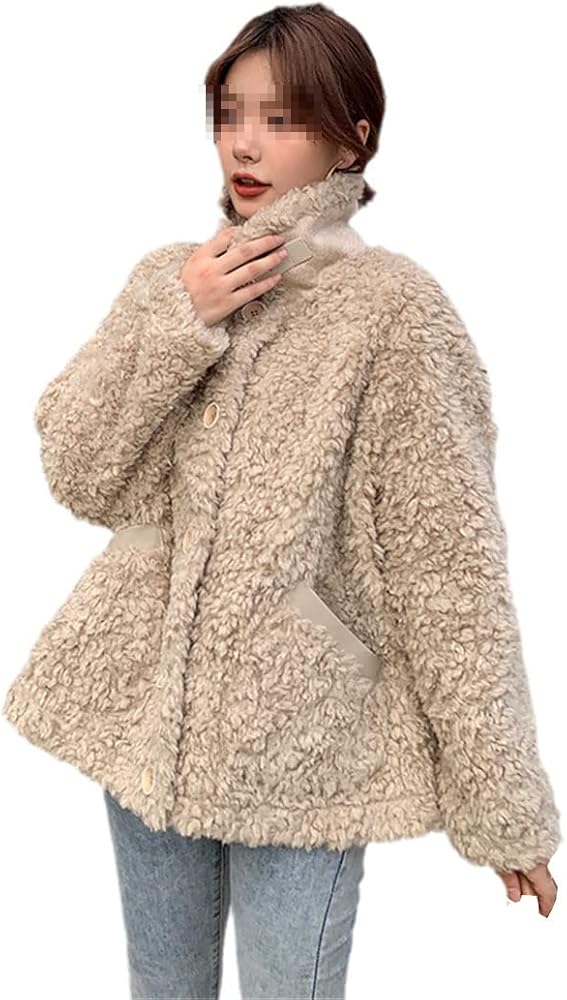 Amazon.com: Alloaone Women Loose Warm Fashion Lamb Wool Jacket