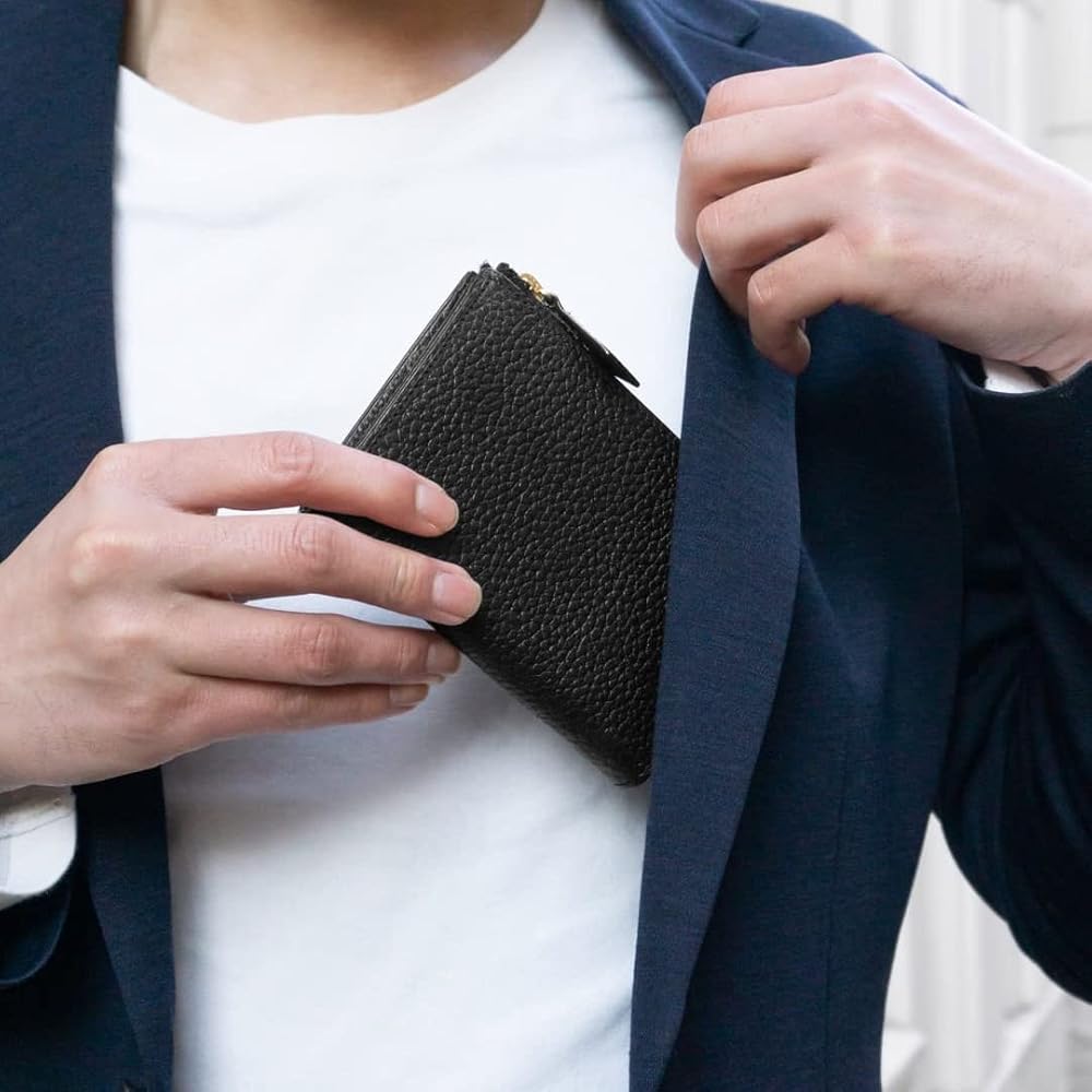 Amazon | [HushTug] レザー L字 ファスナー 財布 「 シンプル な