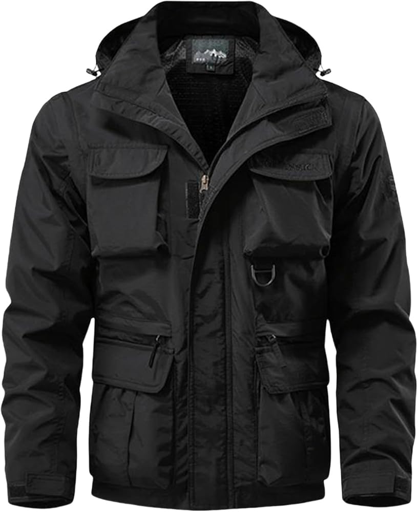 Men's Military Lightweight Jacket Army Cargo Windbreaker Zip Front