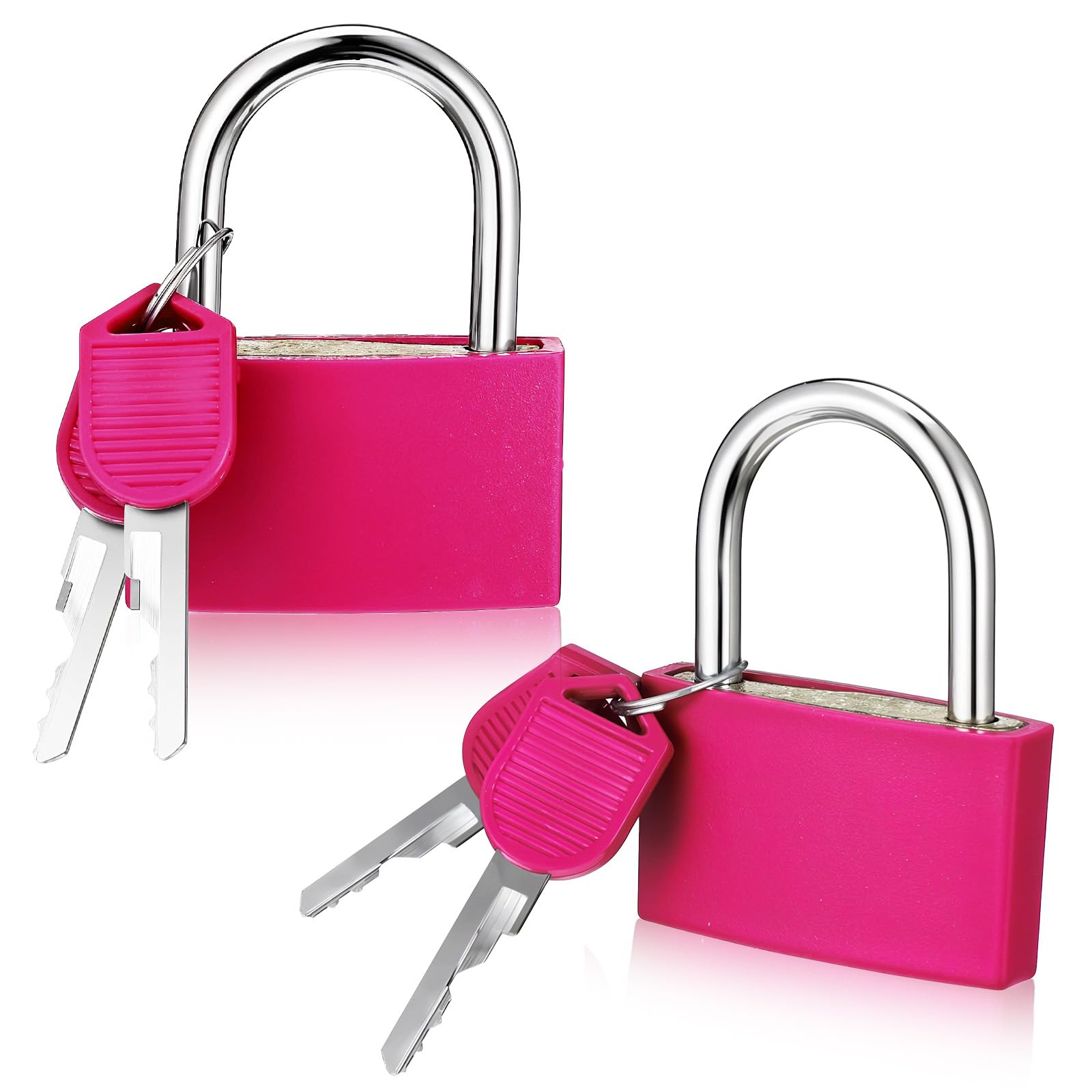 Gjinxi 2Pcs Gym Locker Lock with Key, Aluminum Pink Locker Lock