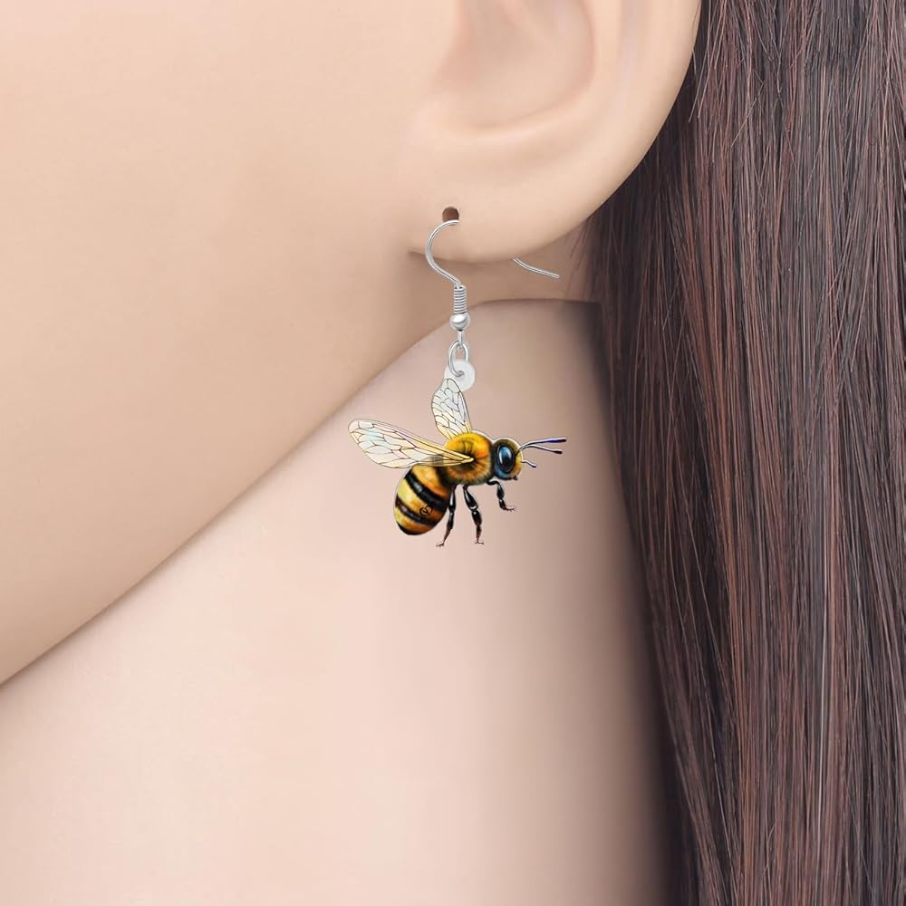 Amazon.com: RAIDIN Acrylic Cute Bee Dangle Earrings for Women