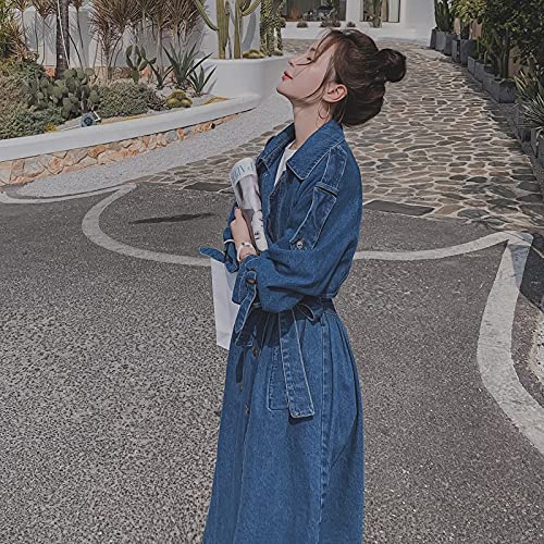Amazon.co.jp: JJZXD イギリススタイル長い特大のデニムトレンチコート