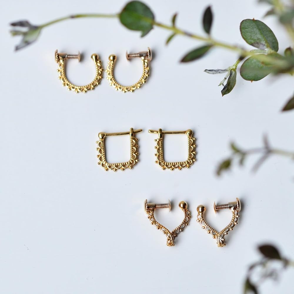 Amazon.co.jp: sowi (ソーイ) レース フープ ピアス (イエローゴールド