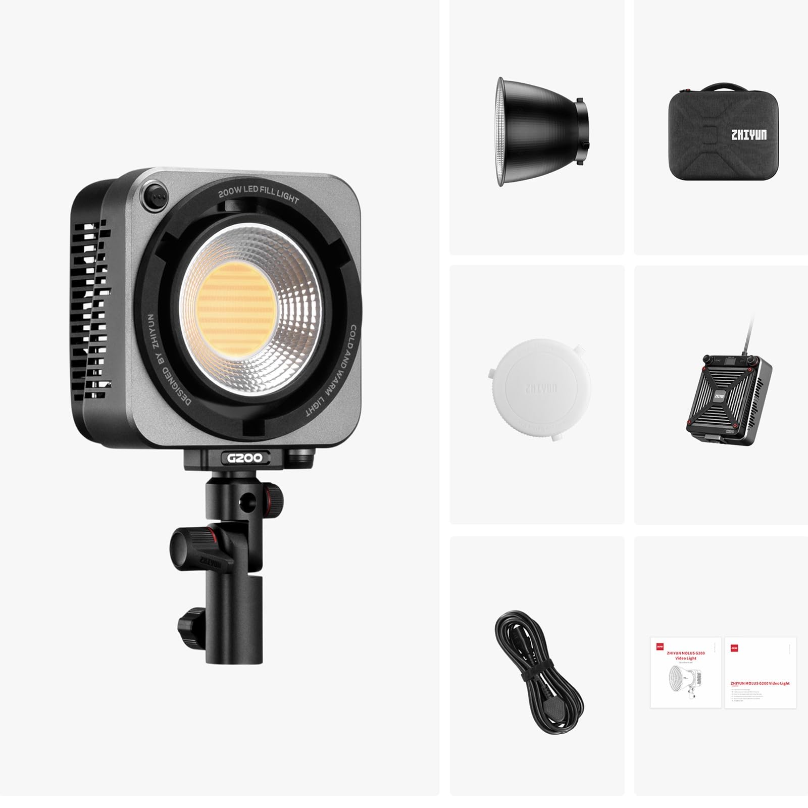 Amazon | Zhiyun Molus G200 200W 写真用 LED ビデオライト、2700