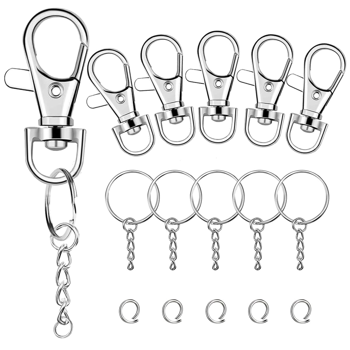 Amazon.com: 100 Pcs Swivel Snap Hook and Key Rings with Chain and