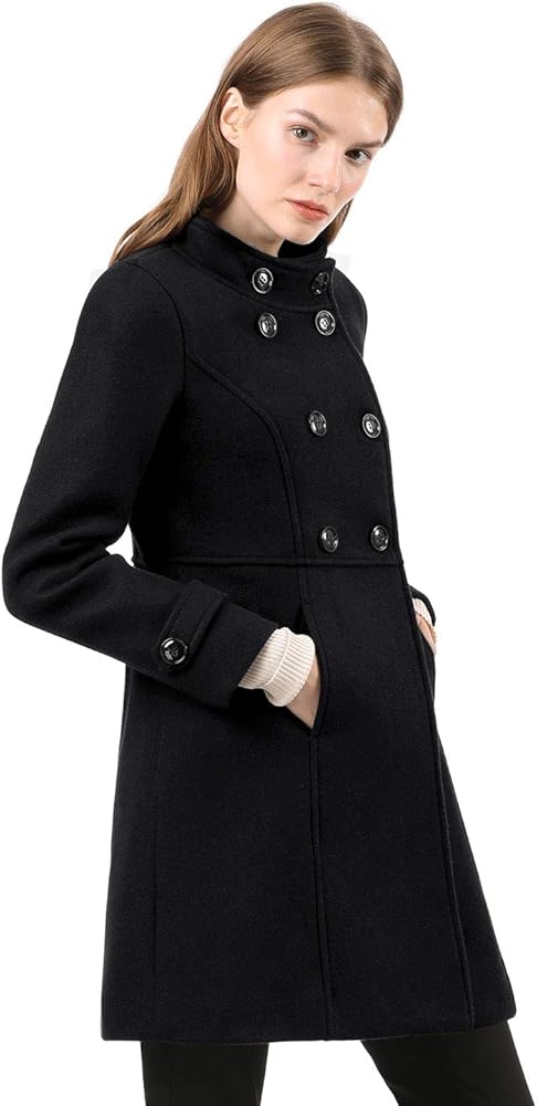 Amazon.com: Allegra K Women's Stand Collar Double Breasted Slant