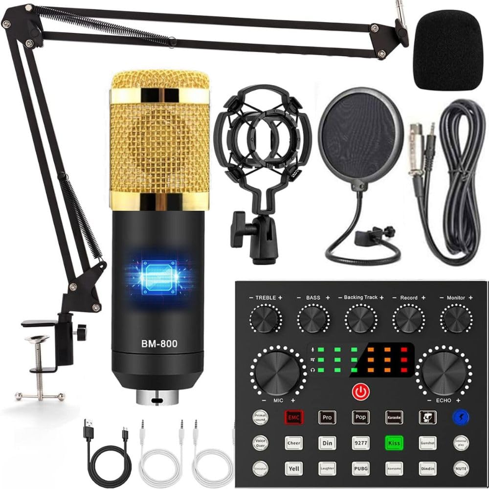 TECHBLAZE BM800 Condenser Microphone Mic Set with V8s Audio Mixer