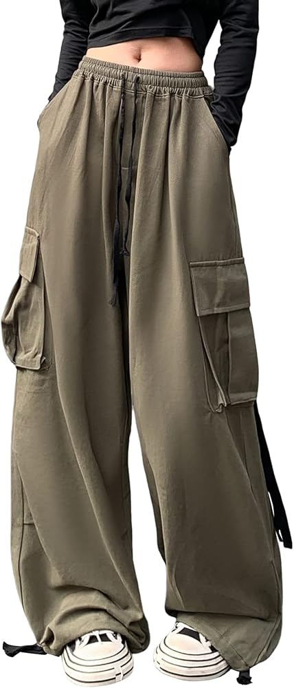 Linsennia Cargo Pants Women Baggy Y2k Streetwear Wide Leg