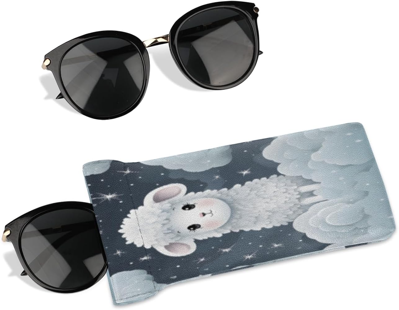 GzLeyigou Glasses Case Cartoon Lamb Sunglasses Case Pouch Double