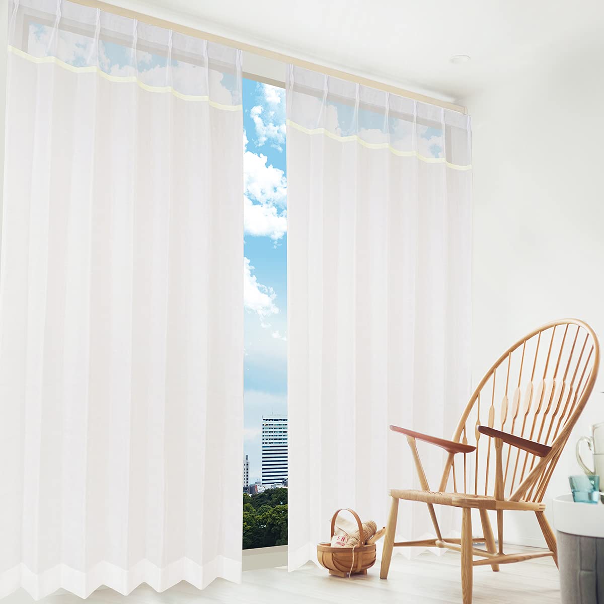 Amazon｜[カーテンくれない] 風を通す 目隠し レースカーテン 「Sora