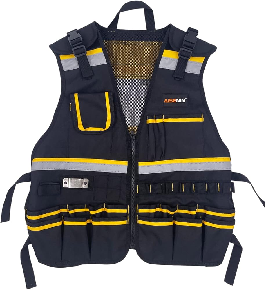 Amazon.com: AISENIN Reflective Safety Tool Vest with Multi-pockets