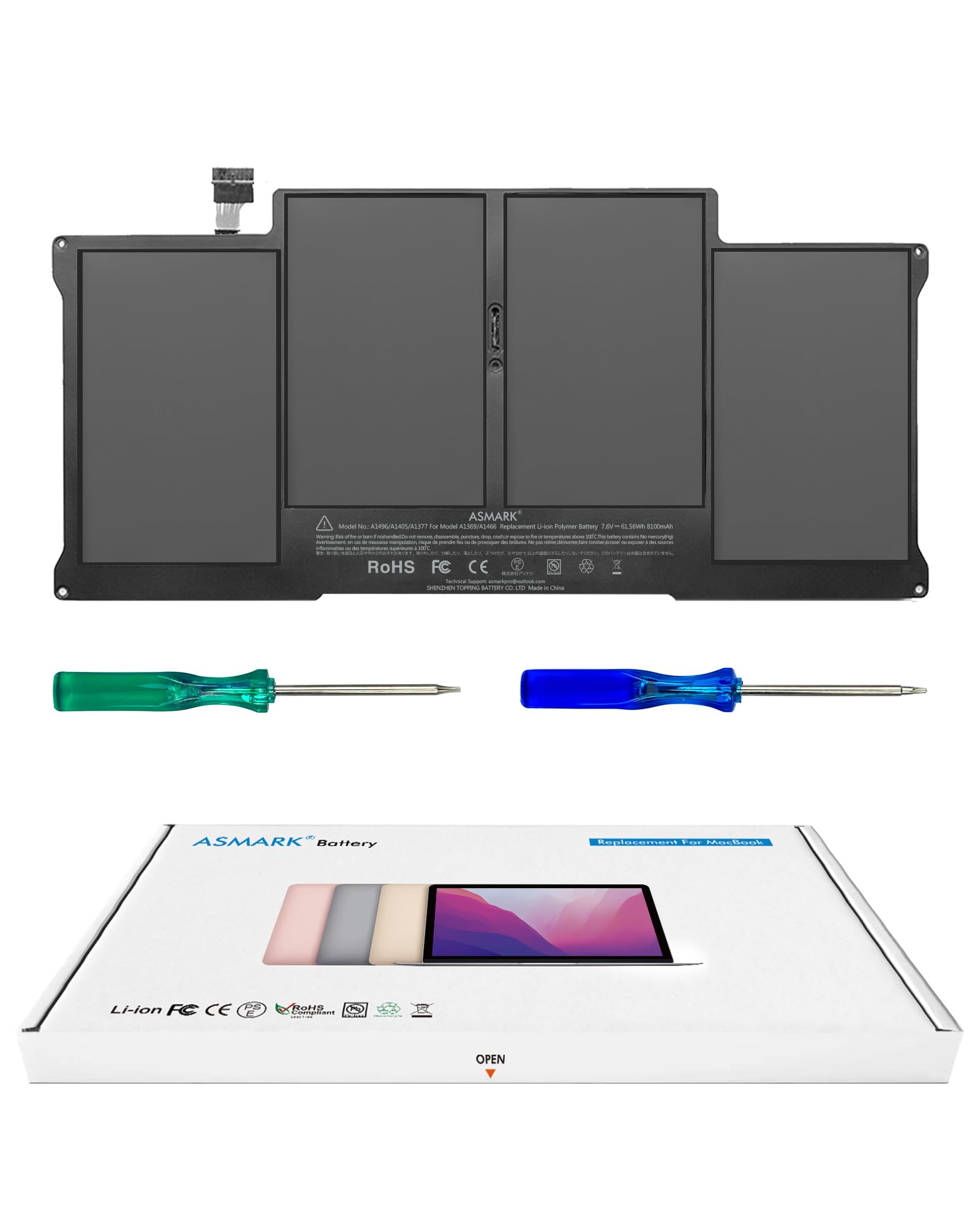 Amazon.co.jp: ASMARK Macbook Air A1466 バッテリー 交換 適用 13