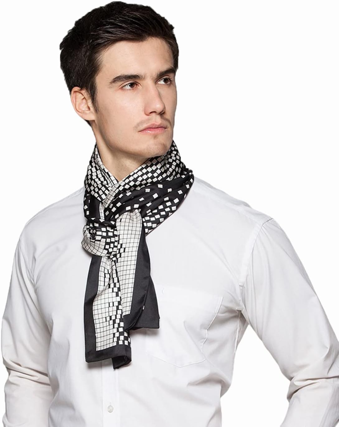 XUYUZUAU 100 Silk Scarves for Men Fashion Neck Scarf Double Layer