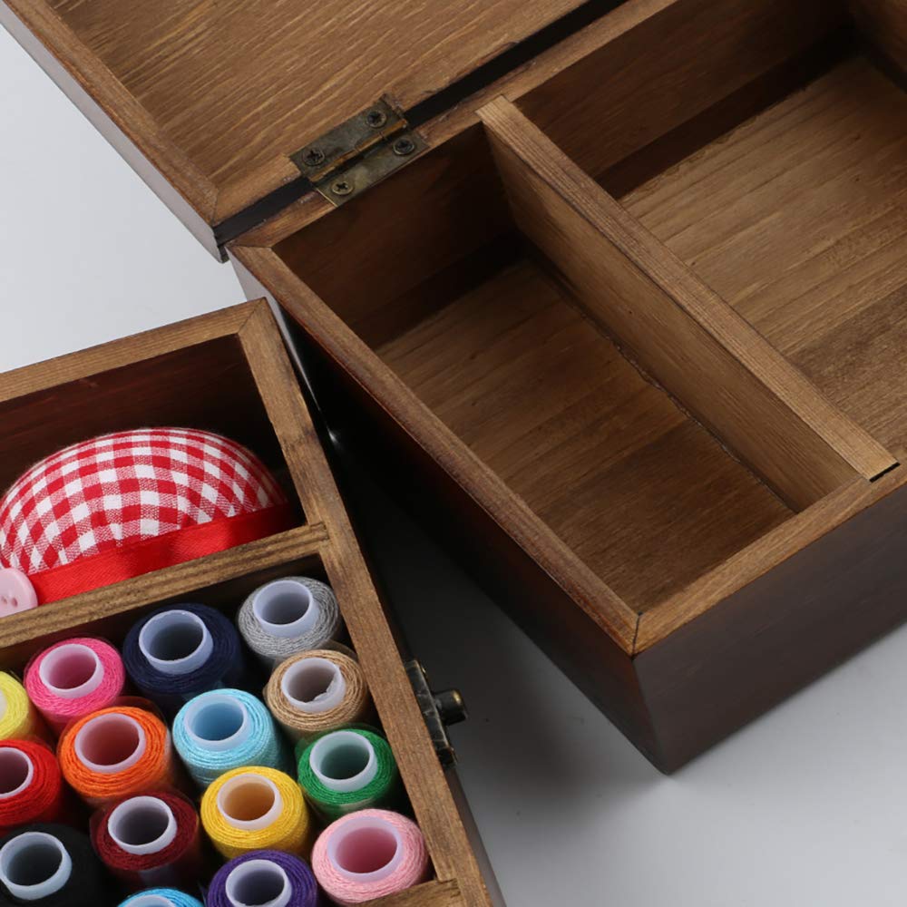 Amazon | TAKEY 木製 ソーイングボックス 裁縫箱 裁縫道具箱
