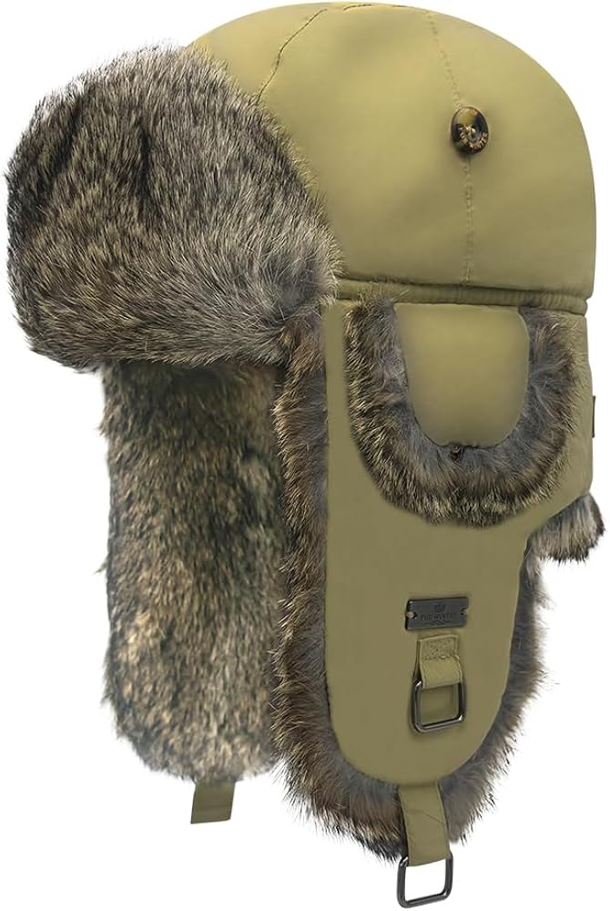 Fur Winter Trapper Hat,100% Rabbit Fur Aviator Ski Trapper Trooper