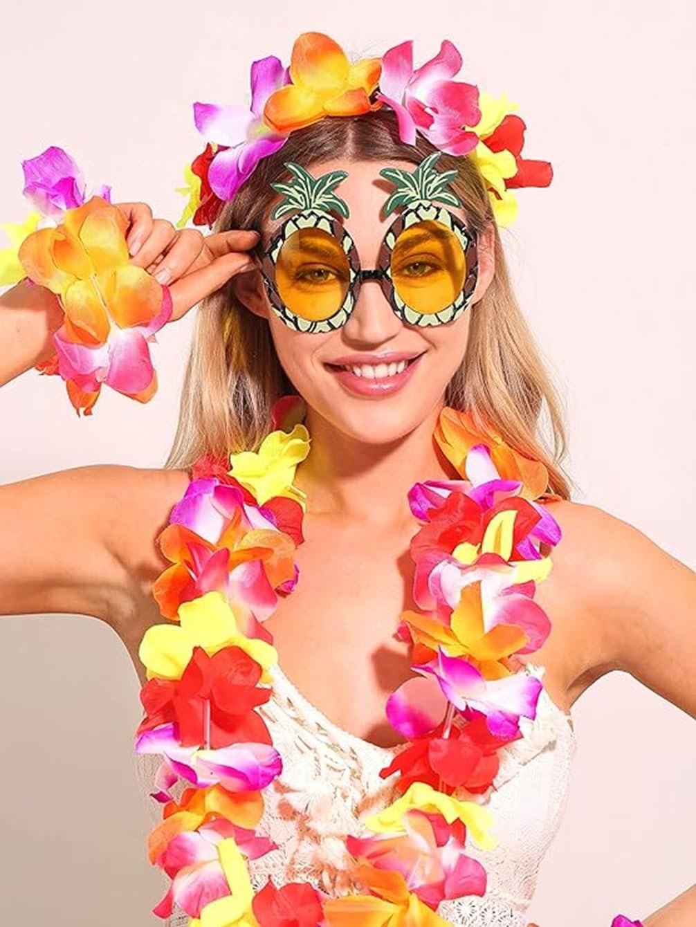 Amazon | DIFEIUKI ハワイ花輪 10点セット ハワイアンレイ ハワイ