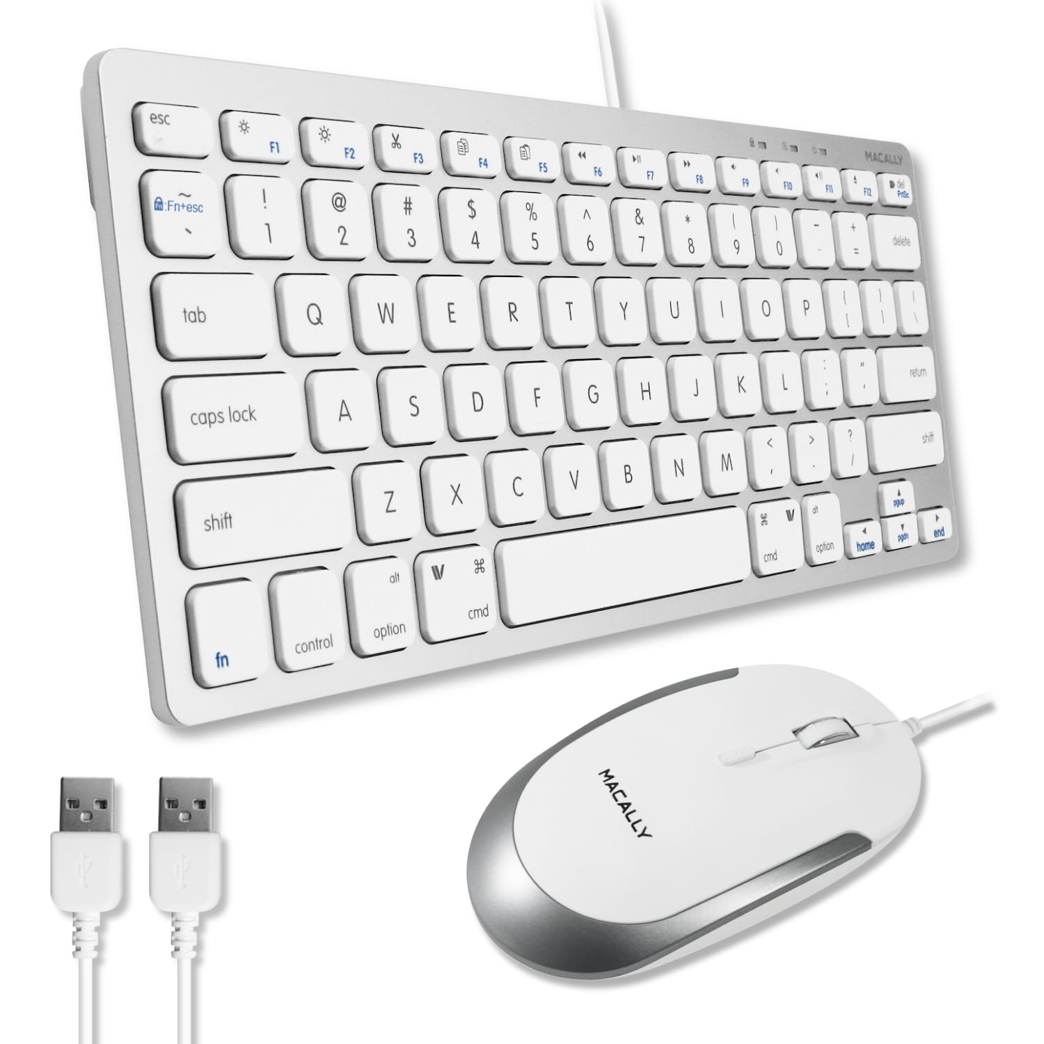 Macally USB Wired Keyboard and Mouse Combo for Mac and PC - Save