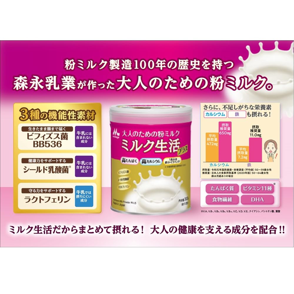 Amazon.co.jp: 大人の粉ミルク ミルク生活プラス 300g 専用BOX梱包