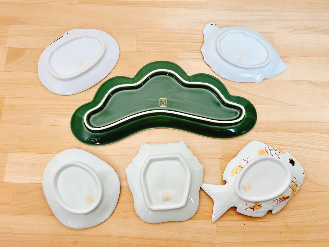 Amazon.co.jp: 有田焼 幸楽窯 錦金松葉形前菜皿 銘々皿 6点セット