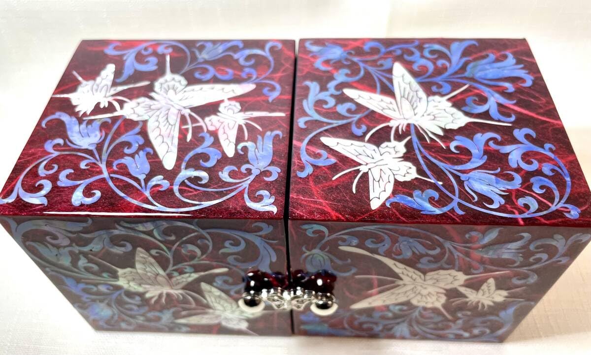 Amazon.co.jp: 極 韓国 螺鈿細工 螺鈿漆器 双子宝石箱ミニ ジュエリー