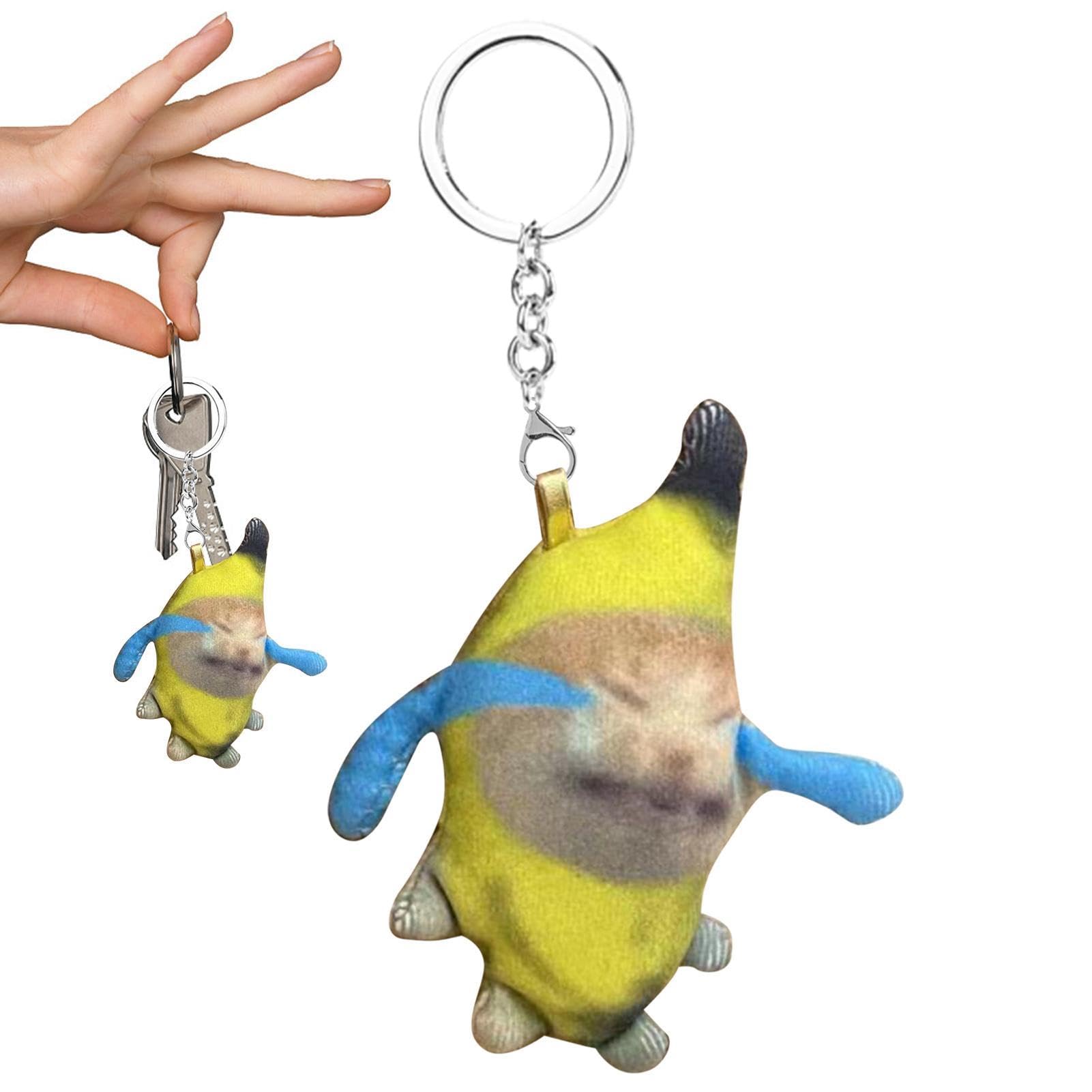 Amazon.co.jp: [DUDOK] 泣いている猫のキーホルダー - バナナ猫