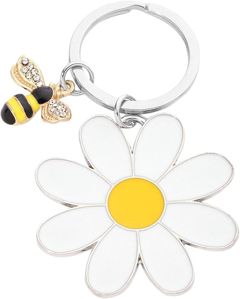 Amazon.co.jp: デイジーフラワーキーリング、デイジービーペンダント