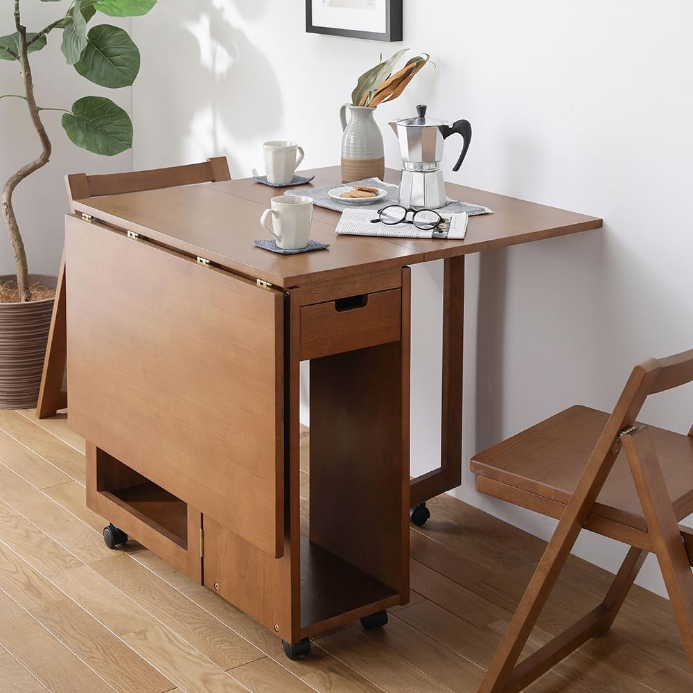 Amazon｜RASIK ダイニングテーブル 折りたたみデスク 伸長式