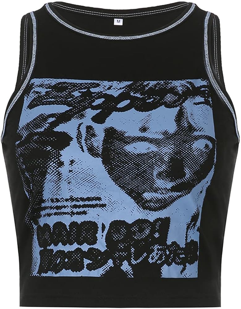 LXYZXZ Women's Sleeveless Crop Tank Top Short Tank Y2K Tops Y2k